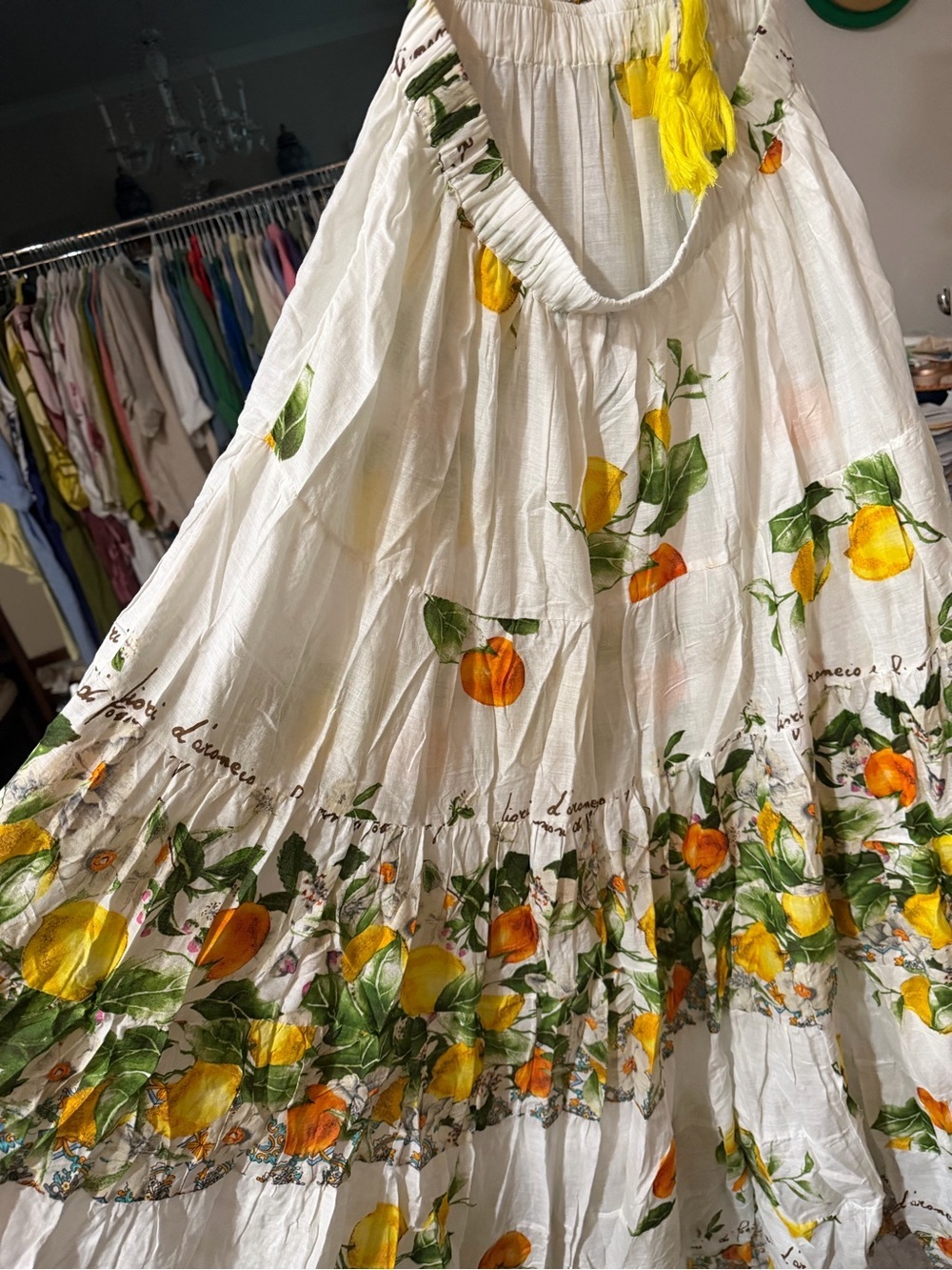 Antica Sartoria 2026 White Lemon Print Halter Maxi Dress OS - Picture 5 of 7